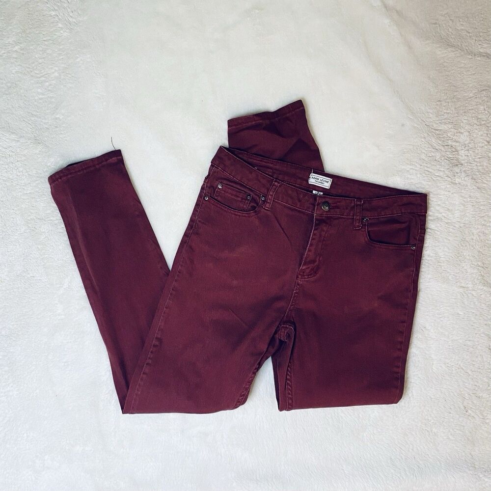 Adam Levine The Skinny Red Maroon Burgundy Womens Sz 11/12 Denim Mid-Rise Jeans